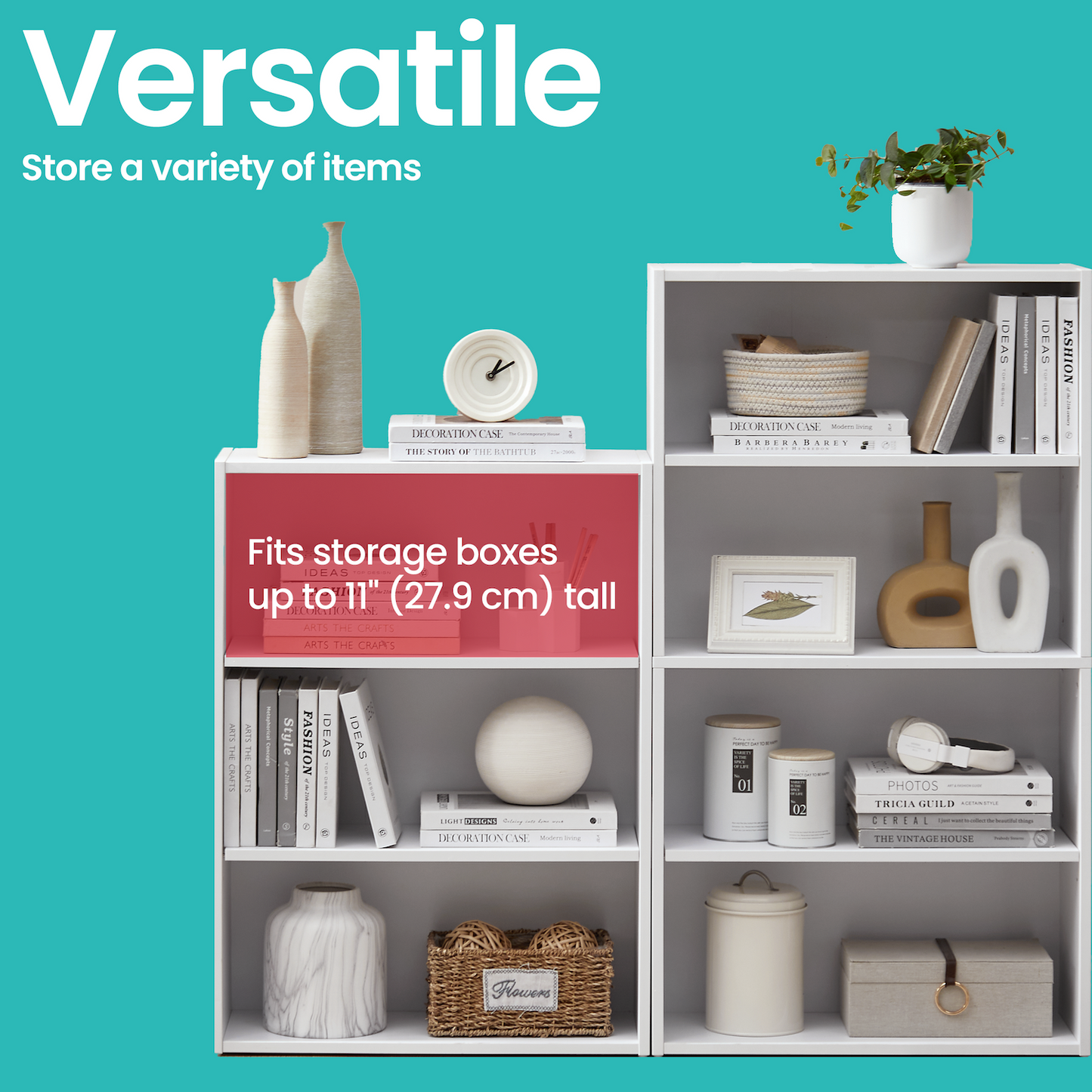 4-Tier Adjustable Bookcase, Open Shelf Organizer, 42.4" Tall Storage Unit for Home, Office, 22lb Capacity, Cloud White