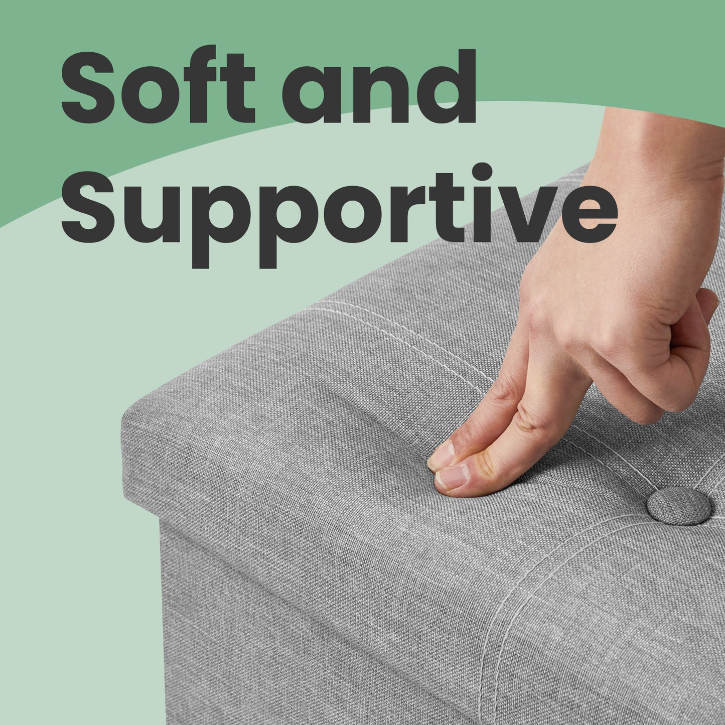 Collection - 43" Foldable Storage Ottoman Bench, 660lb Capacity, 35 Gal Storage, Multi-Functional Footrest, Seat, Linen-Look Fabric, Light Gray