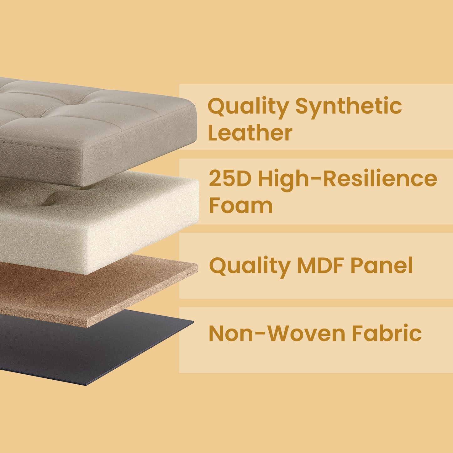 15 Inch Storage Ottoman with Metal Handles, Foldable Footstool with 660 lb Capacity for Living Room and Bedroom, Camel Brown