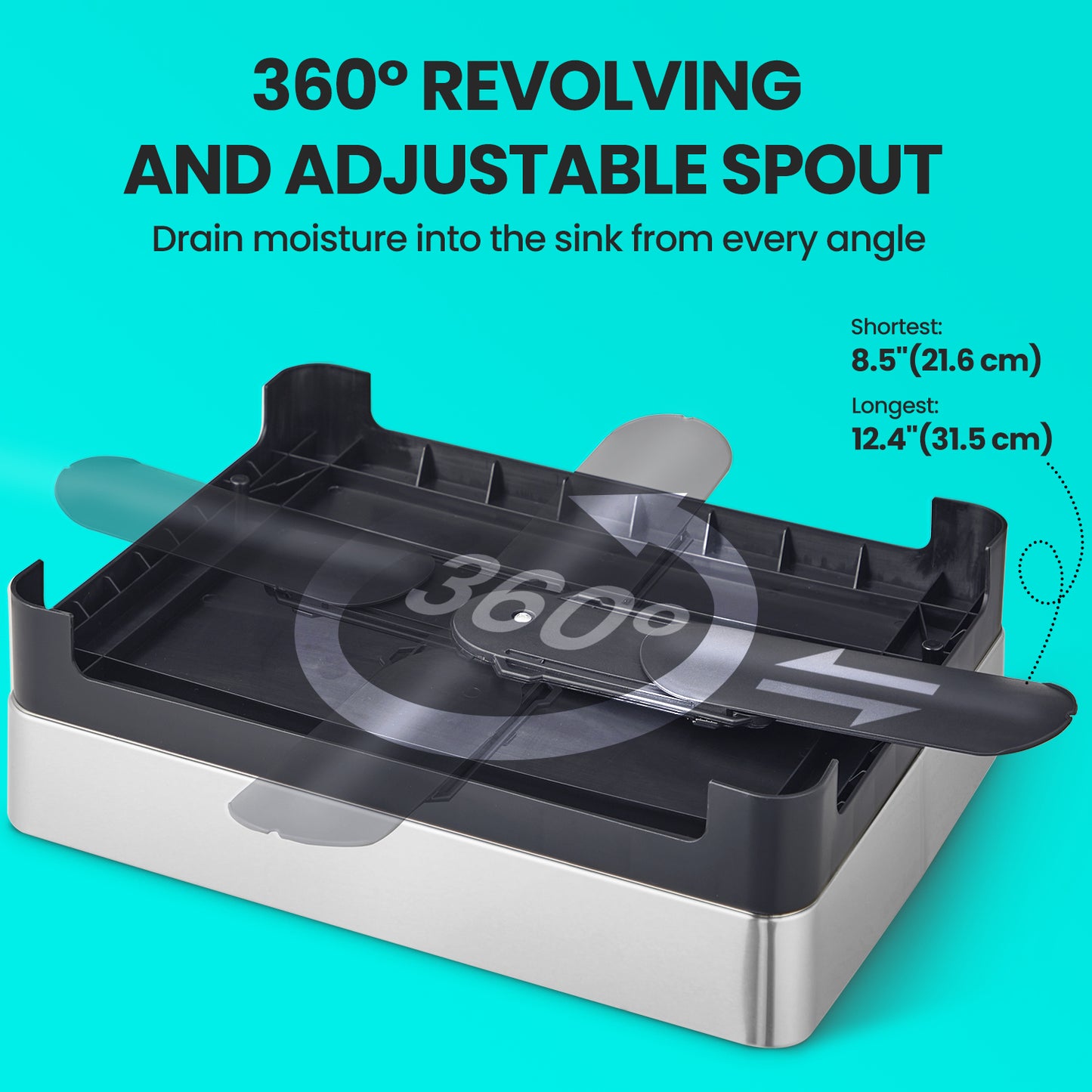 2-Tier Stainless Steel Dish Rack - Space Saving Design with Rotating Spout, Complete Drying System, Utensil & Glass Holders, Silver and Gray