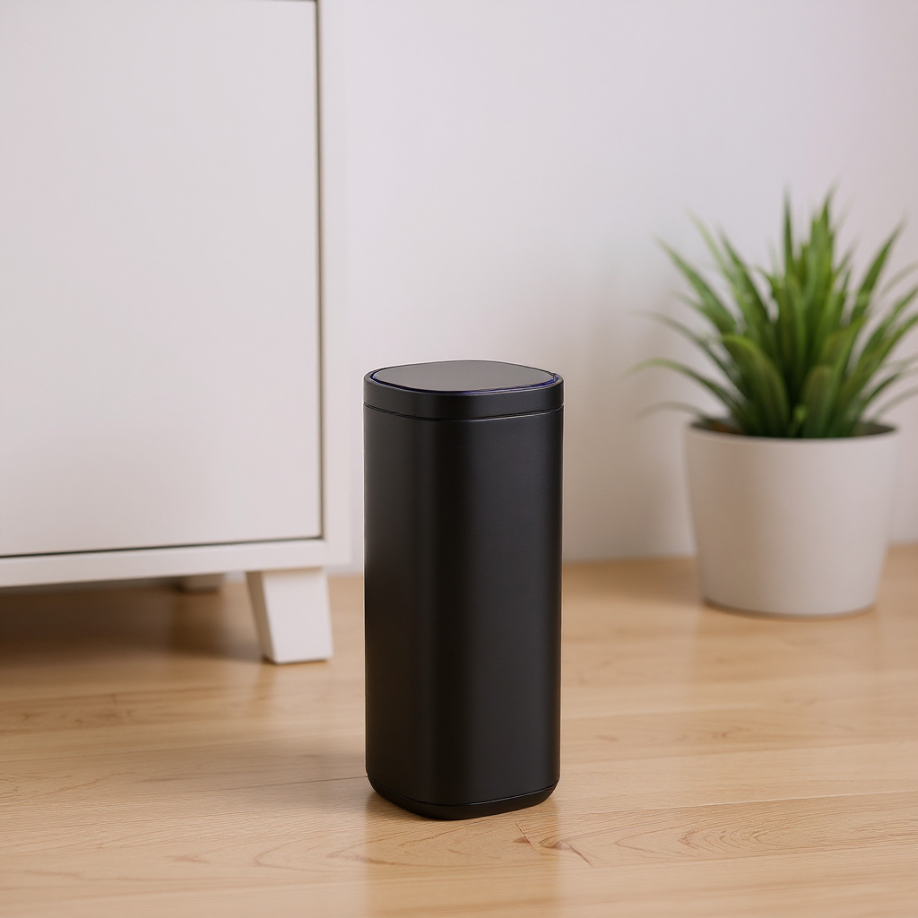 Motion Sensor Trash Can 13 Gallon, Automatic Kitchen Garbage Bin with Ozone Odor Control, Stay-Open Lid, Multi-Color Indicators, Stainless Steel,Black