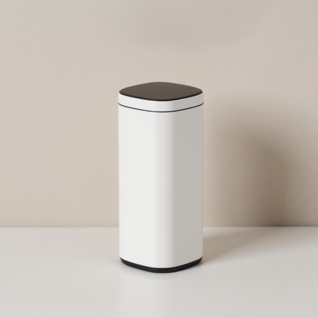 Motion Sensor Trash Can 13 Gallon, Automatic Kitchen Garbage Bin with Ozone Odor Control, Stay-Open Lid, Multi-Color Indicators, Stainless Steel,White