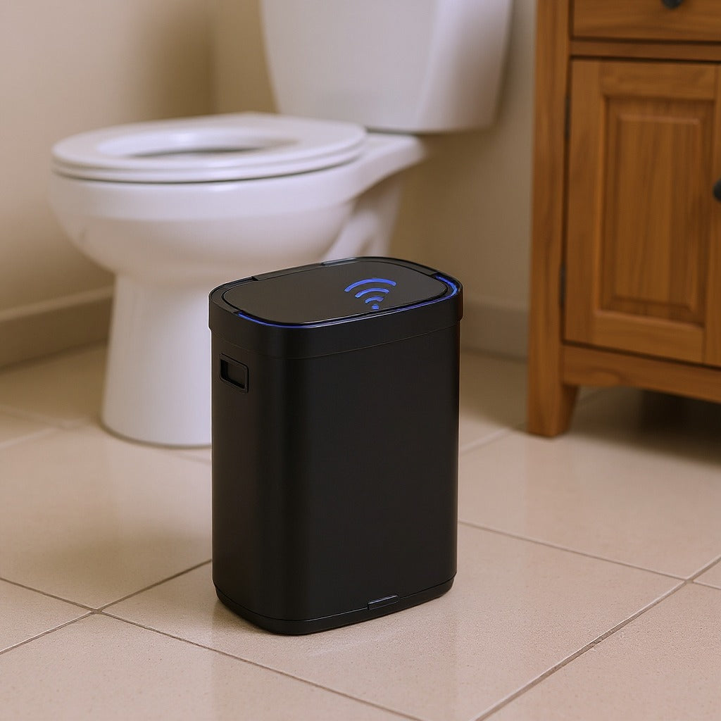 Motion Sensor Kitchen Trash Can, 17.2-Gallon Automatic Stainless Steel Garbage Bin with Ozone Odor Control and Stay-Open Lid, Ink Black