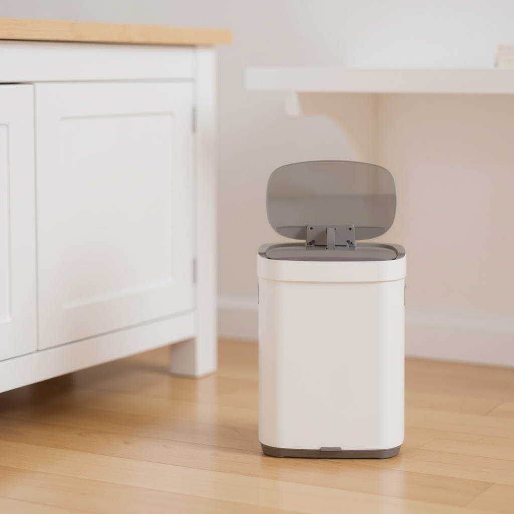 Motion Sensor Kitchen Trash Can, 17.2-Gallon Automatic Stainless Steel Garbage Bin with Ozone Odor Control and Stay-Open Lid, Cloud White