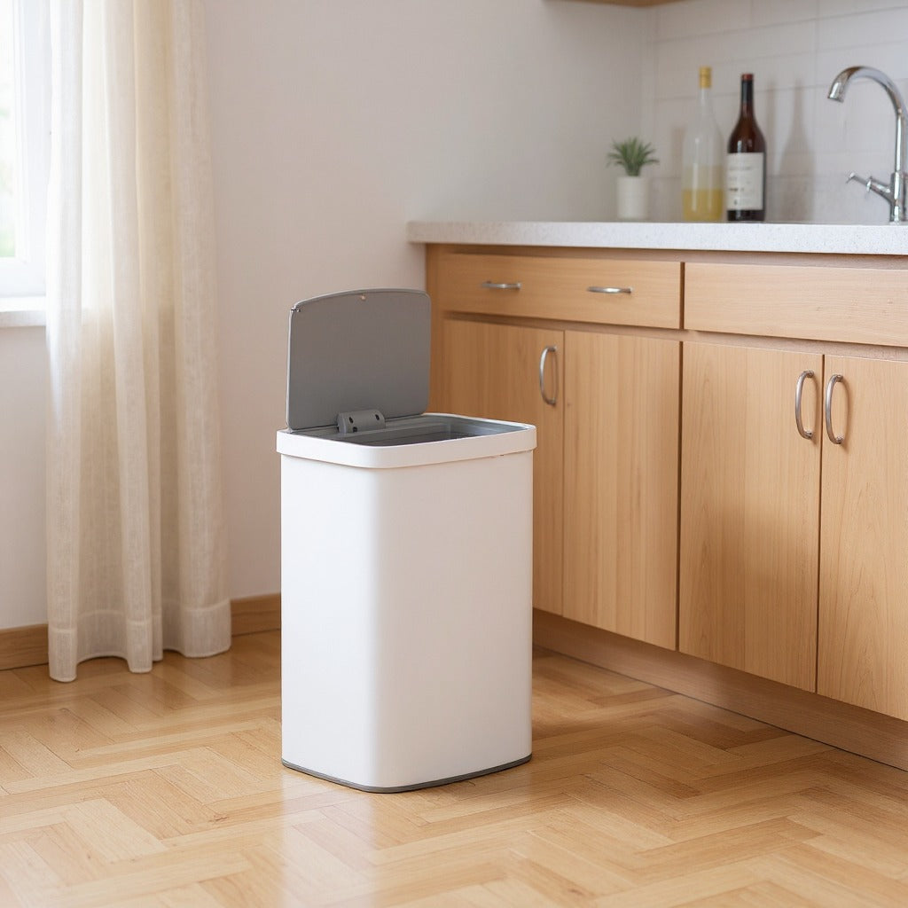 Motion Sensor Trash Can 13-Gallon, Automatic Lid, Soft-Close, Large Opening, with Carbon Filters, Stainless Steel,Ink Black