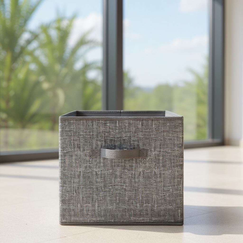 Set of 8 Foldable Storage Cubes with Handles, 11.8-Inch Fabric Organizer Bins for Closet Shelves, Cattail Gray