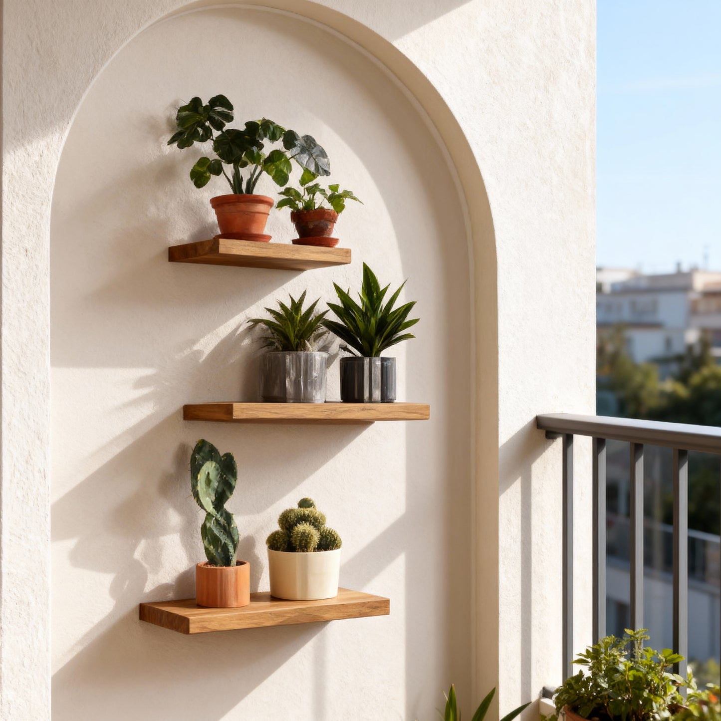 Set of 5 Floating Wall Shelves, 23.6 Inch Rustic Brown Display Shelves with Steel Brackets, Wall Mounted Picture Ledges