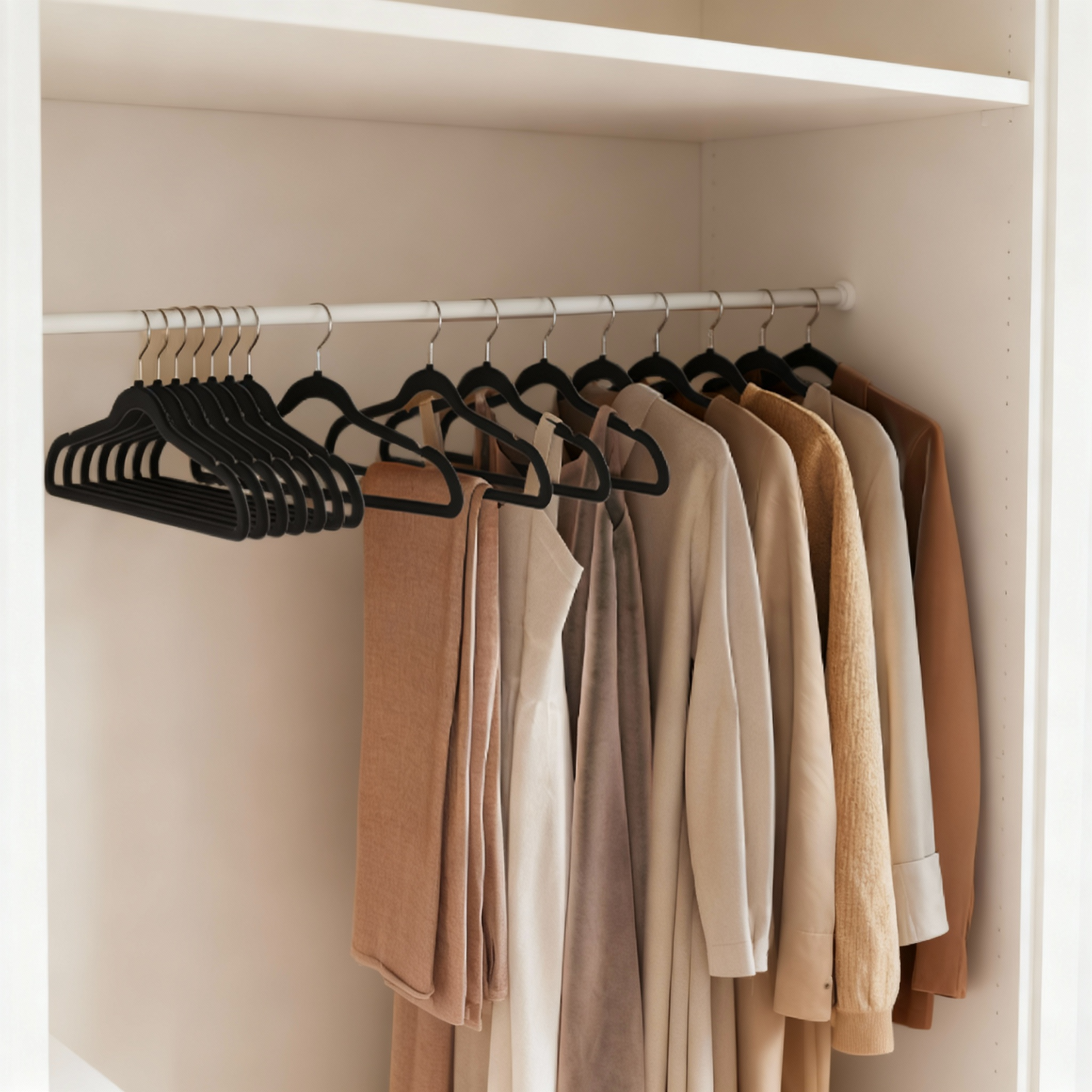 60 Pack Velvet Hangers, Heavy-Duty Non-Slip Clothes Hangers with Silver Swivel Hooks for Closet, Black