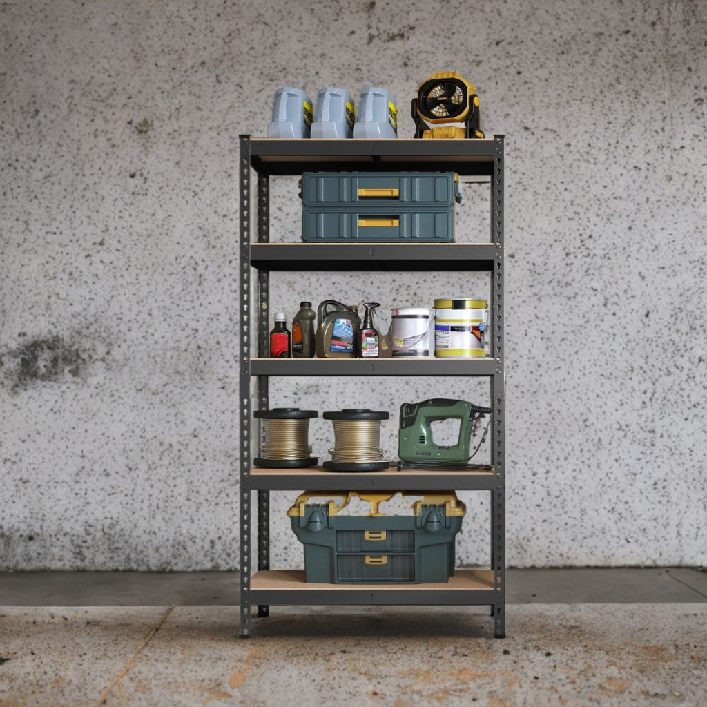 5-Tier Heavy Duty Storage Shelves, 2310 lb Capacity, Boltless Adjustable Shelving Unit, 17.7" x 35.4" x 70.9", for Garage Basement Study, Dividable into 2 Units, Black,Beige