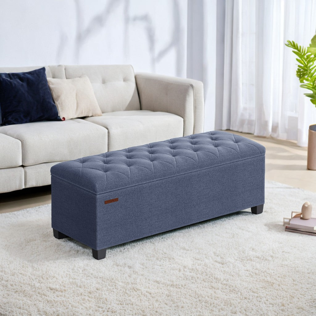 Multi-Functional Storage Ottoman Bench with Removable Cover, 43" Extra Wide, 660lb Capacity, 5-in-1 Use, Light Denim Blue