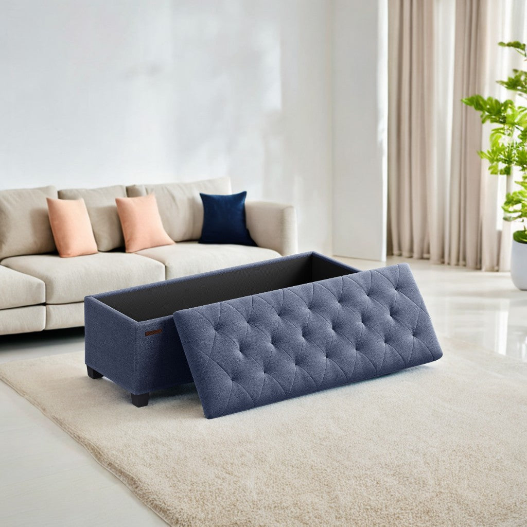 Multi-Functional Storage Ottoman Bench with Removable Cover, 43" Extra Wide, 660lb Capacity, 5-in-1 Use, Light Denim Blue