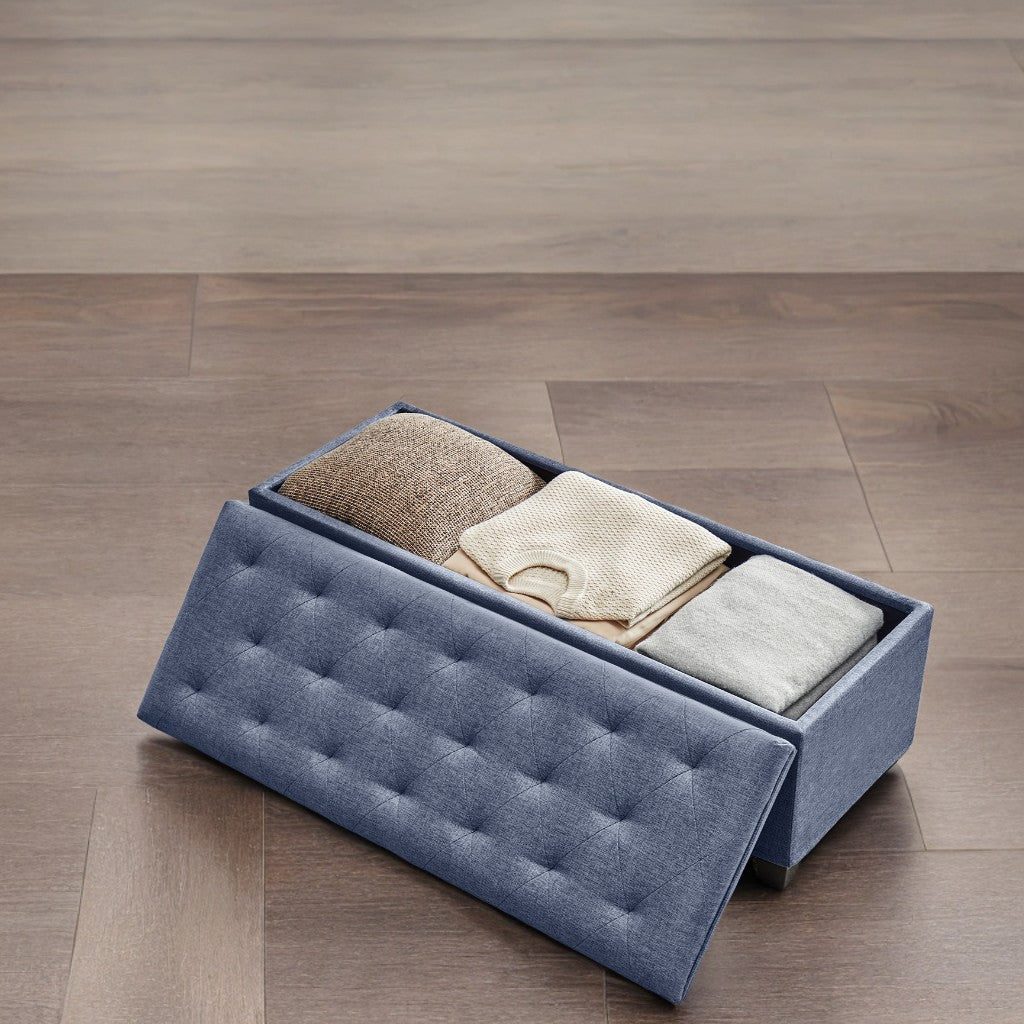 Multi-Functional Storage Ottoman Bench with Removable Cover, 43" Extra Wide, 660lb Capacity, 5-in-1 Use, Light Denim Blue