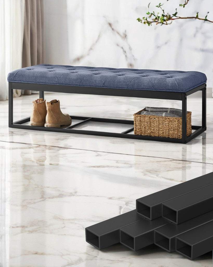 Multi-Functional Storage Ottoman Bench with Removable Cover, 43" Extra Wide, 660lb Capacity, 5-in-1 Use, Light Denim Blue