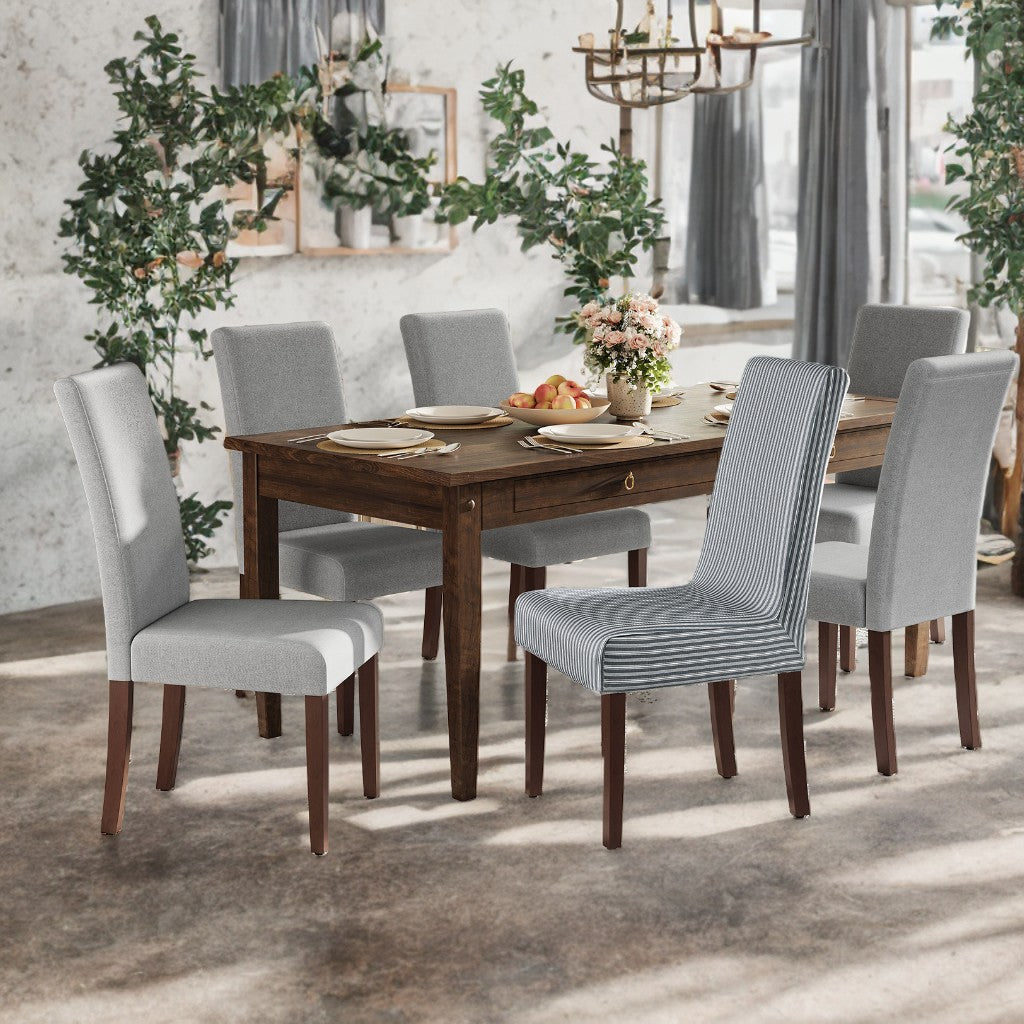 Set of 2 Parsons Dining Chairs, Thick Cushioned Seats with Removable Washable Covers, High Back Rubberwood Frame, Dove Gray