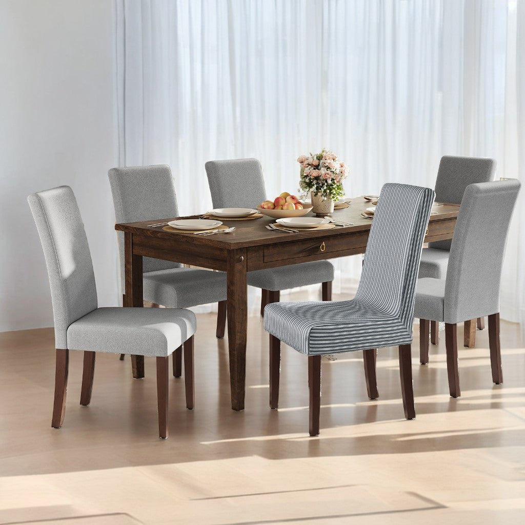 Set of 2 Parsons Dining Chairs, Thick Cushioned Seats with Removable Washable Covers, High Back Rubberwood Frame, Dove Gray