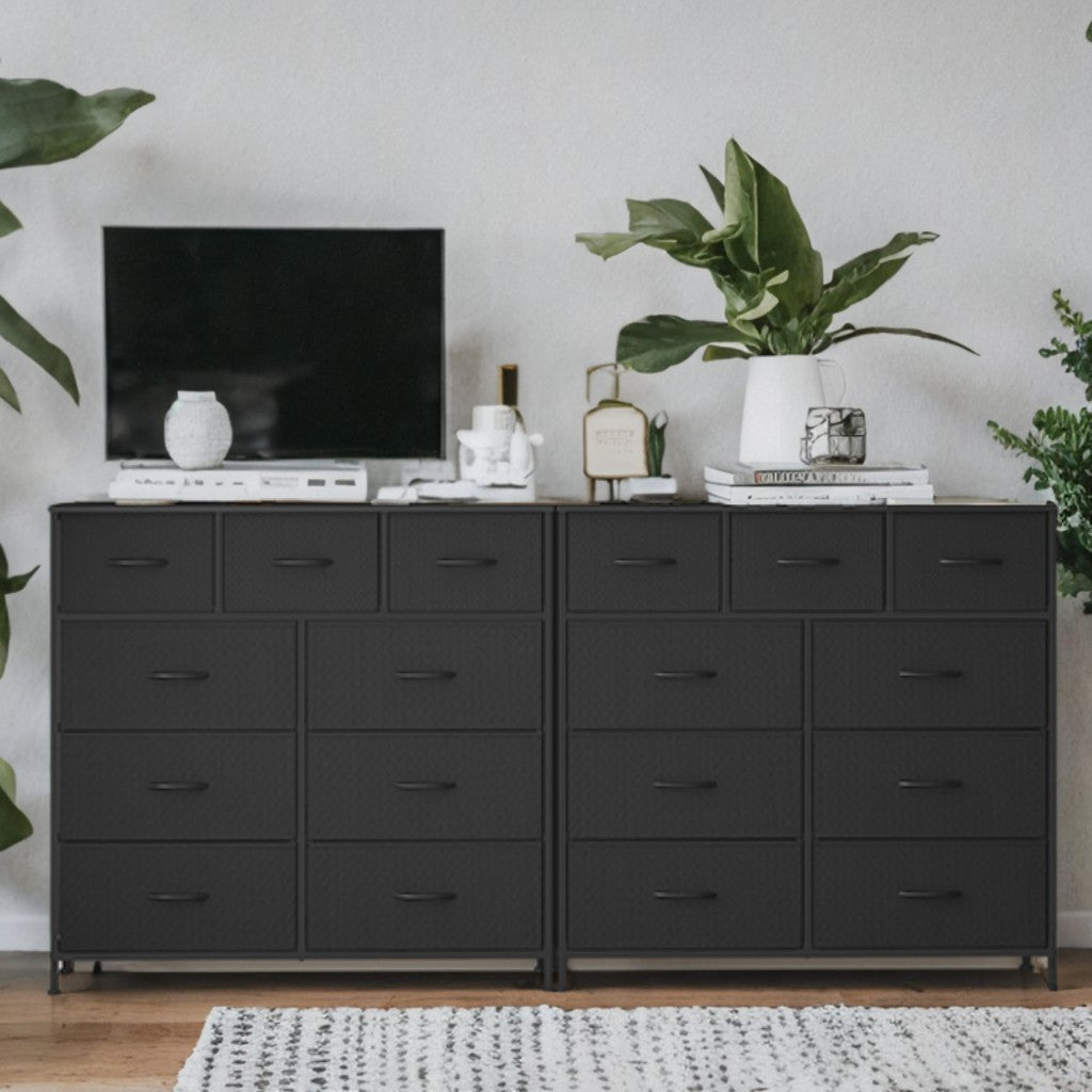 9-Drawer Storage Organizer, Steel Frame & MDF Structure, Non-Woven Fabric Drawers, for Bedroom, Closet, Office, Ink Black and Ebony Black