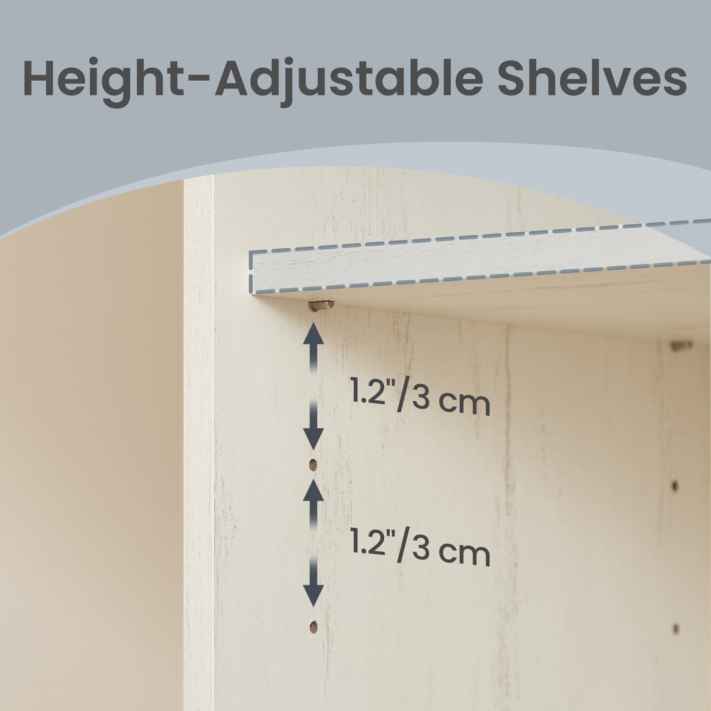 Wall Cabinet with Toolless Assembly, Farmhouse Medicine Cabinet with Adjustable Shelves & Hooks, for Bathroom, Kitchen, 23.6 x 23.6 x 5.9 Inches, Rustic White and Honey Brown