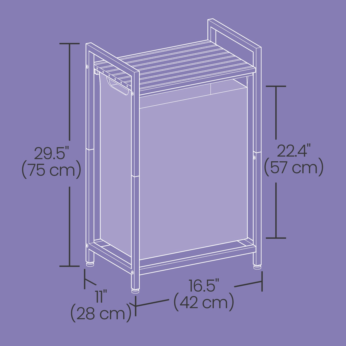 Laundry Hamper with Removable Washable Bags, Pull-Out Shelf, Metal Frame, 12.4 Gallons Capacity, Space-Saving Design for Home, Bedroom, Bathroom, Cream White