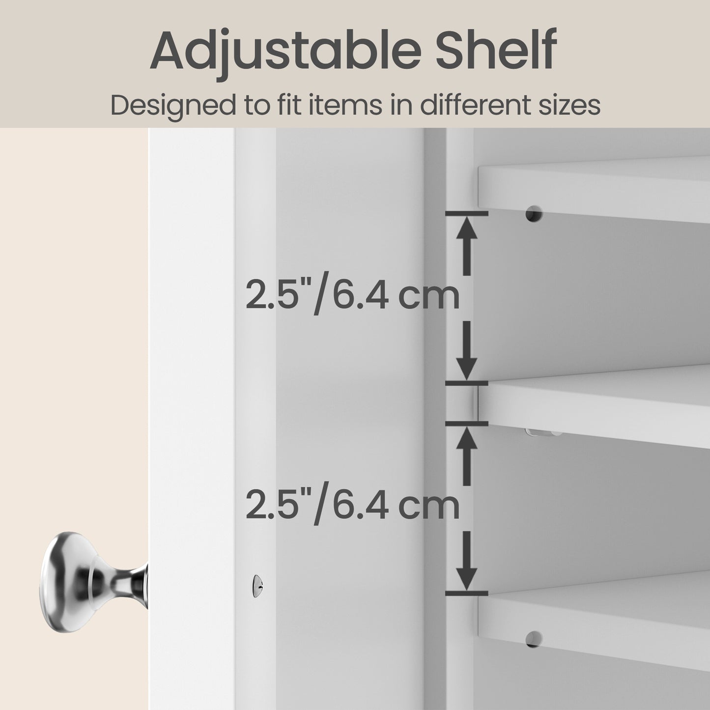 Over the Toilet Storage Cabinet, Bathroom Organizer Cabinet with Adjustable Shelves, Modern Space-Saving Design, White