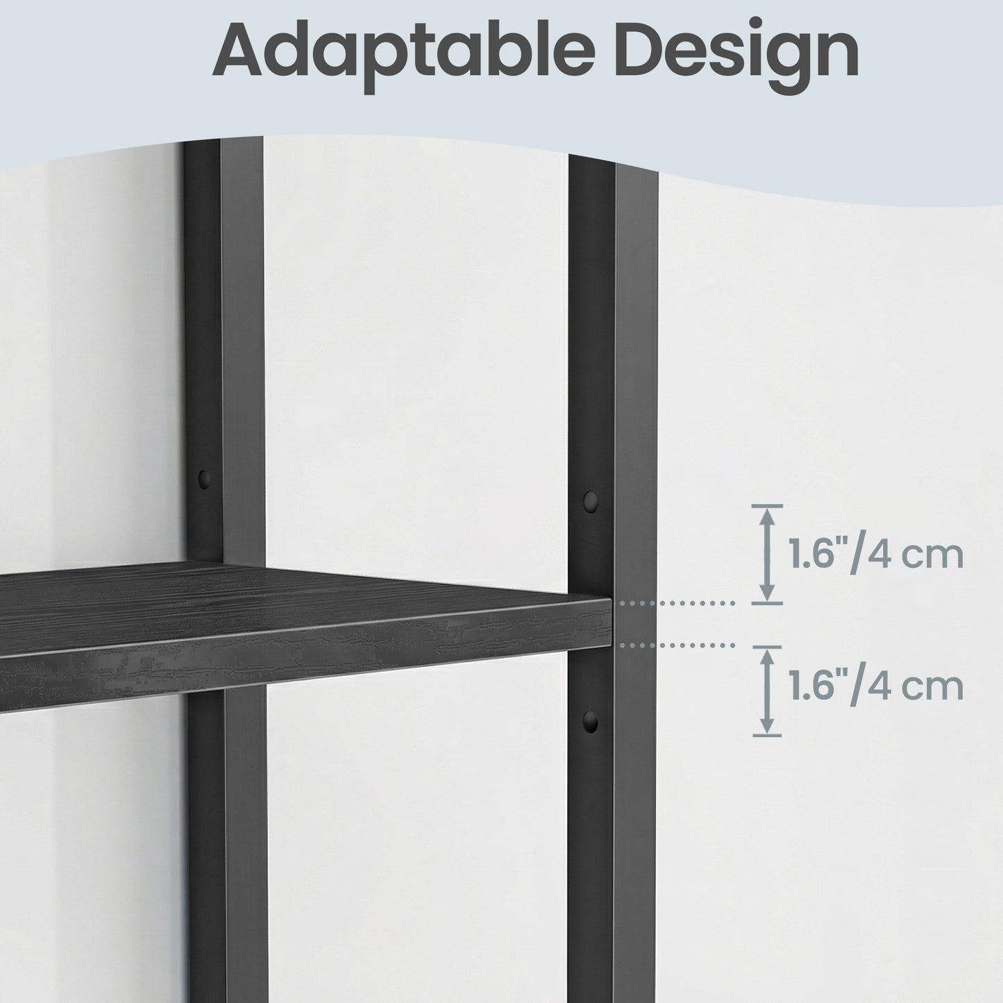 68.1-Inch Over-the-Toilet Storage Organizer, 4-Tier Bathroom Shelf with Adjustable Shelves, Basket & 3 Hooks, Space-Saving Design, Ebony Black