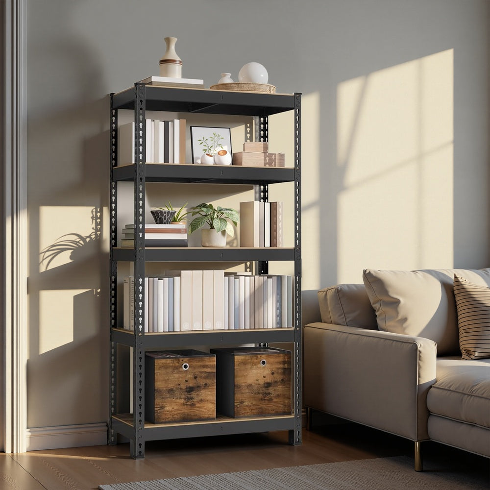 5-Tier Heavy-Duty Storage Rack, Boltless Adjustable Shelving Unit, 2310lb Total Capacity, for Garage Basement Utility Room, 70.9 Inch, Black & Rustic Brown