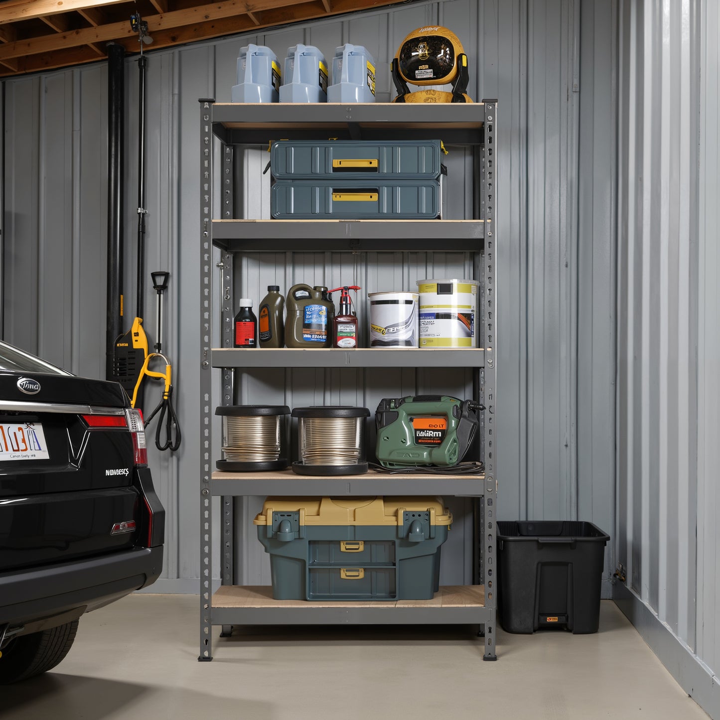 5-Tier Heavy-Duty Storage Shelves, 2310 lb Capacity, Boltless Adjustable Shelving Unit, 17.7"x35.4"x70.9", for Garage Basement Study, Dividable into 2 Units, Gray,Beige