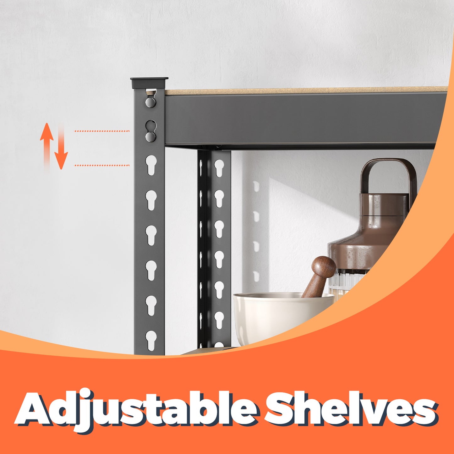 5-Tier Heavy-Duty Storage Shelves, 2310 lb Capacity, Boltless Adjustable Shelving Unit, 17.7"x35.4"x70.9", for Garage Basement Study, Dividable into 2 Units, Gray,Beige