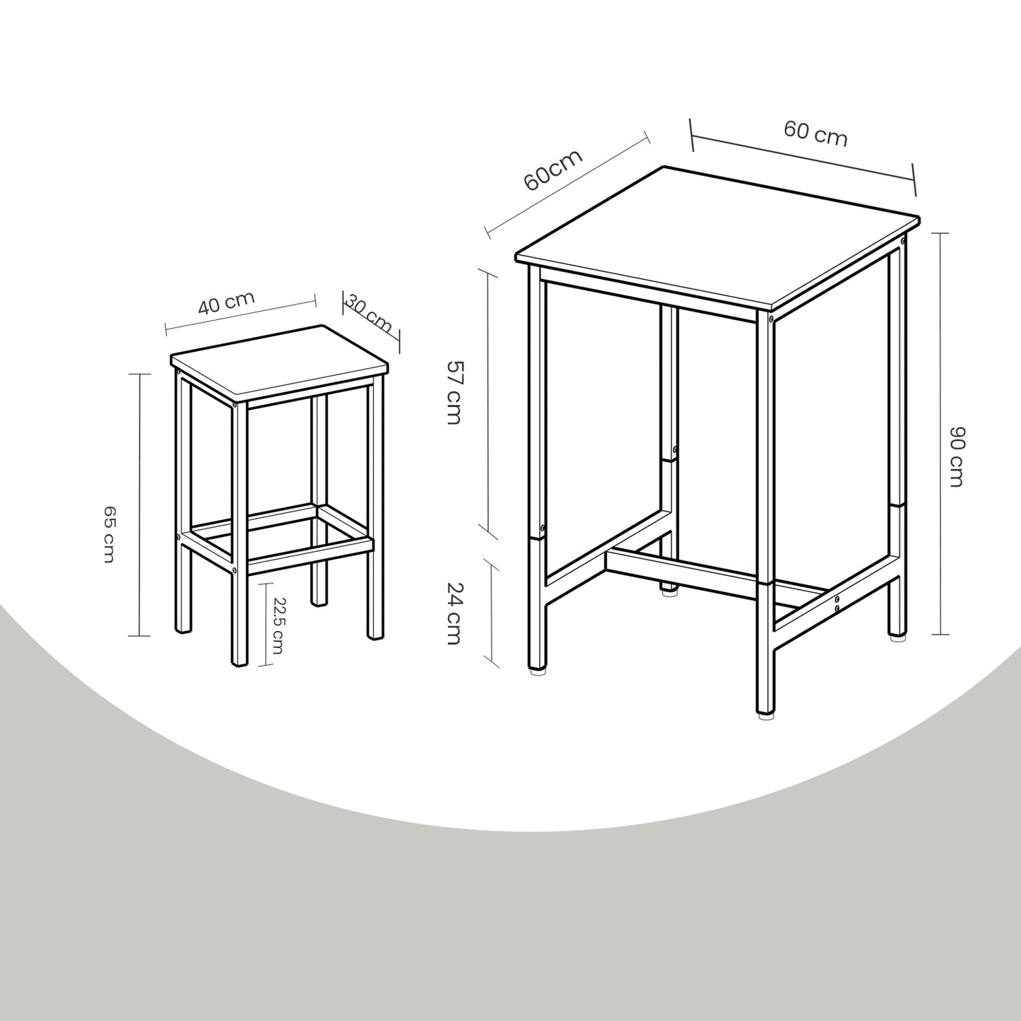 Modern Square Bar Table Set with 2 Stools - Compact Dining Pub Set for Two, Sturdy & Stylish, Black