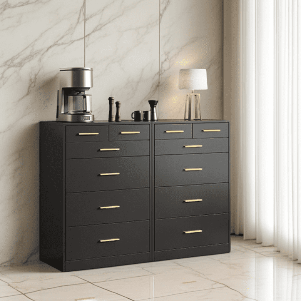 LEDREM Bedroom Chest of Drawers, Modern Storage Dresser with 6 Drawers
