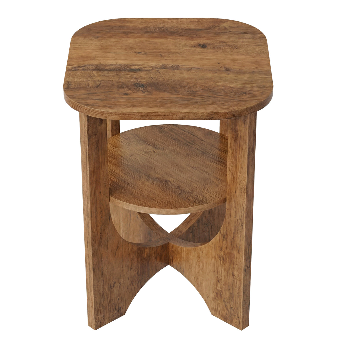 2-Tier Side Table, Small Accent End Table with Lower Shelf, Nightstand for Living Room Bedroom, Space-Saving, Honey Brown