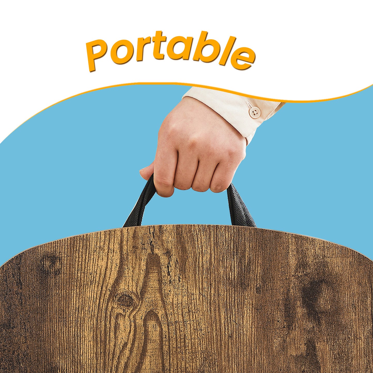 Multifunctional Lap Desk with Handle & Cushion, Portable Laptop Table for Bed/Couch, 15.7" x 12.6" Work/Eat/Read Tray, No Assembly, Rustic Brown