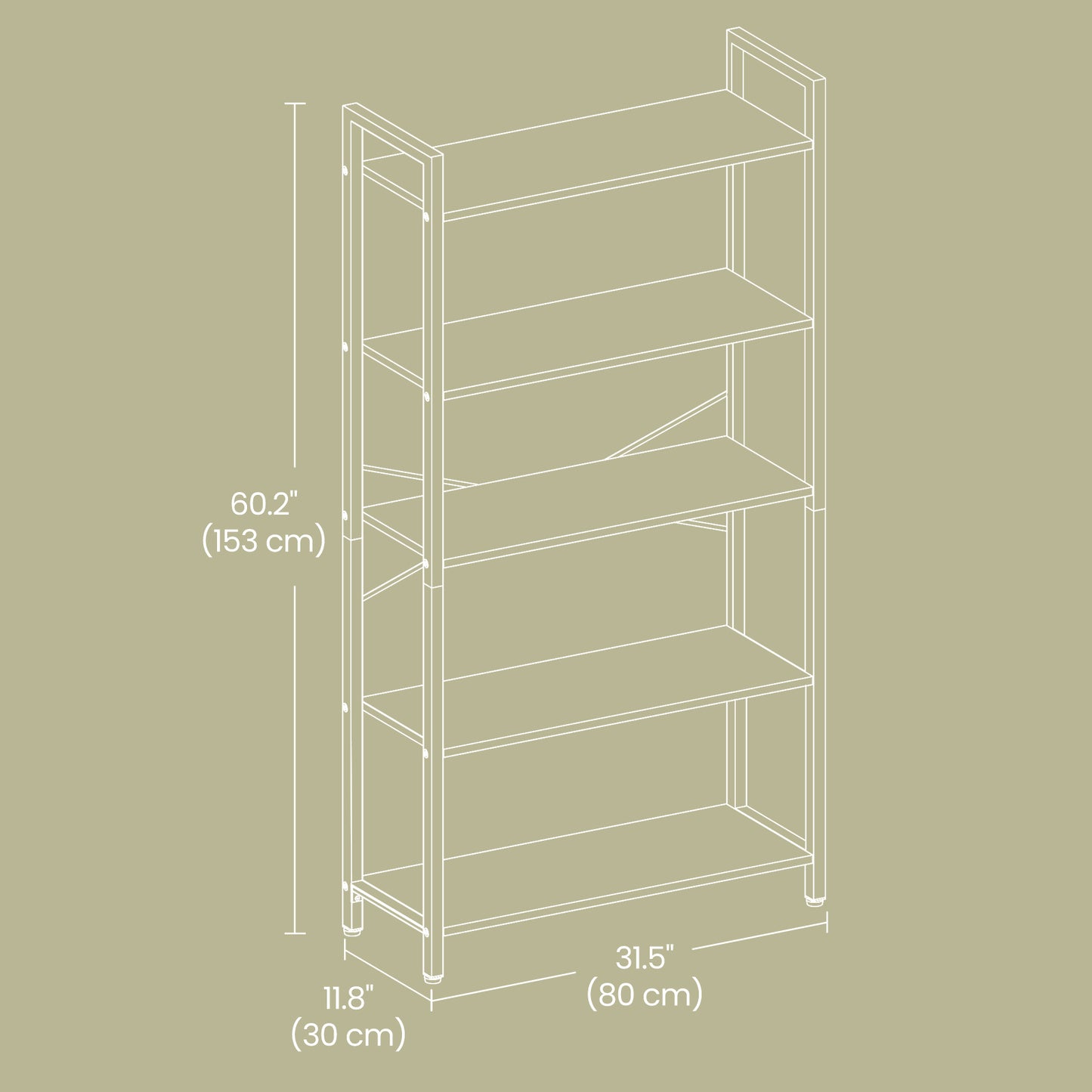 6-Tier Bookshelf with Steel Frame, Industrial Style Bookcase for Living Room and Home Office, 31.5 x 73.2 Inches, Honey Brown and Cloud White