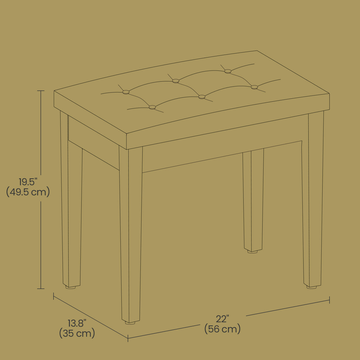 LEDREM Piano Bench with Cushion and Hidden Storage Compartment, Vanity Stool, Black