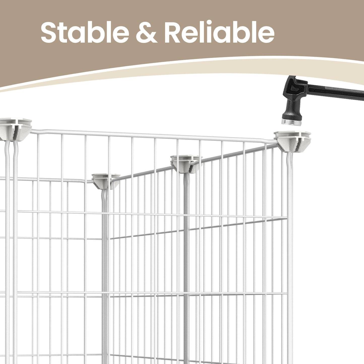 DIY Metal Pet Playpen with Cable Ties, Small Animal Cage Enclosure with 0.9" Wire Mesh, for Guinea Pigs, Rabbits, Hamsters, White
