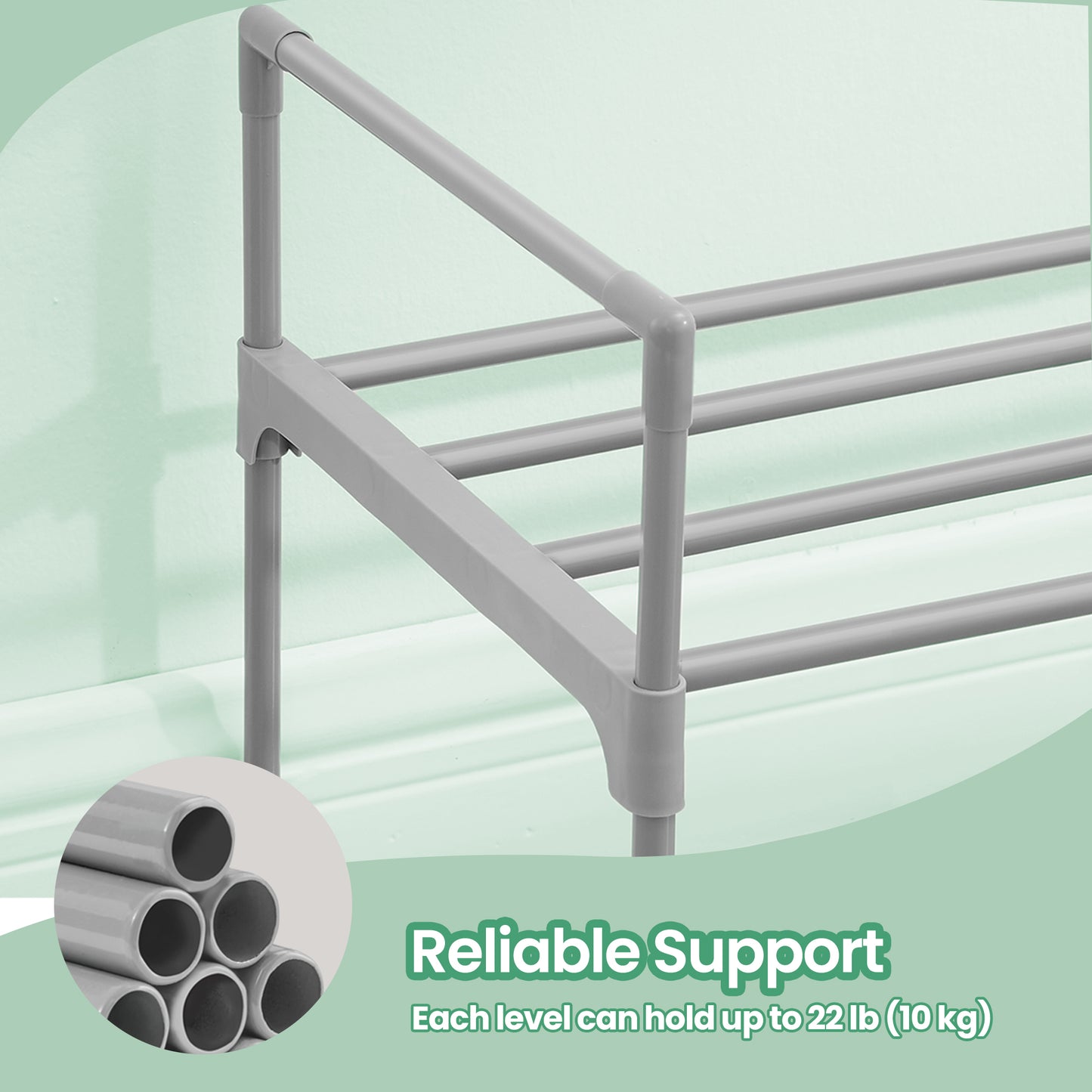 2-Tier Stackable Shoe Rack, Metal Shoe Organizer Shelf for Entryway, Holds 12-15 Pairs, Upright,Upside Down Installation, Space-Saving, Gray