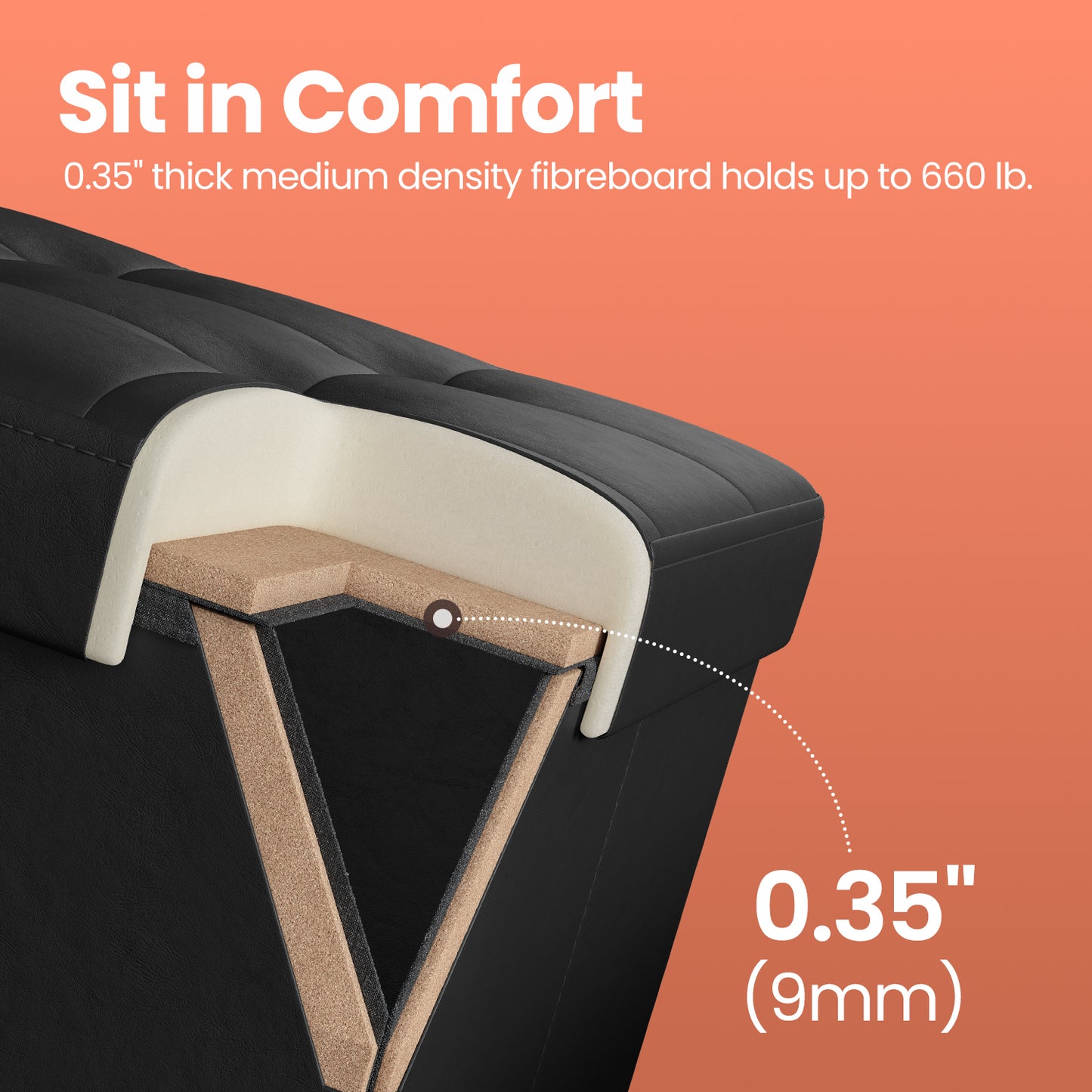 30" Storage Ottoman Bench with Flip-Top Lid, 660lb Capacity, Multi-Functional Footrest, Seat, Easy-Clean Synthetic Leather, Black