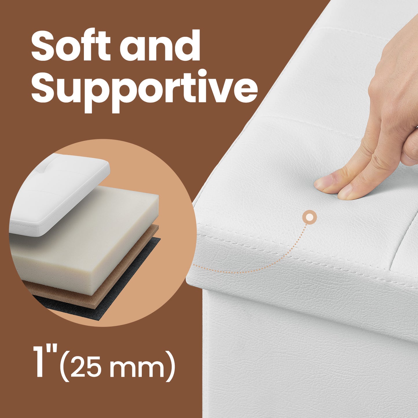 30" Flip-Top Storage Ottoman Bench, 660lb Capacity, 3-in-1 Multi-Functional, Easy-Clean Synthetic Leather, White