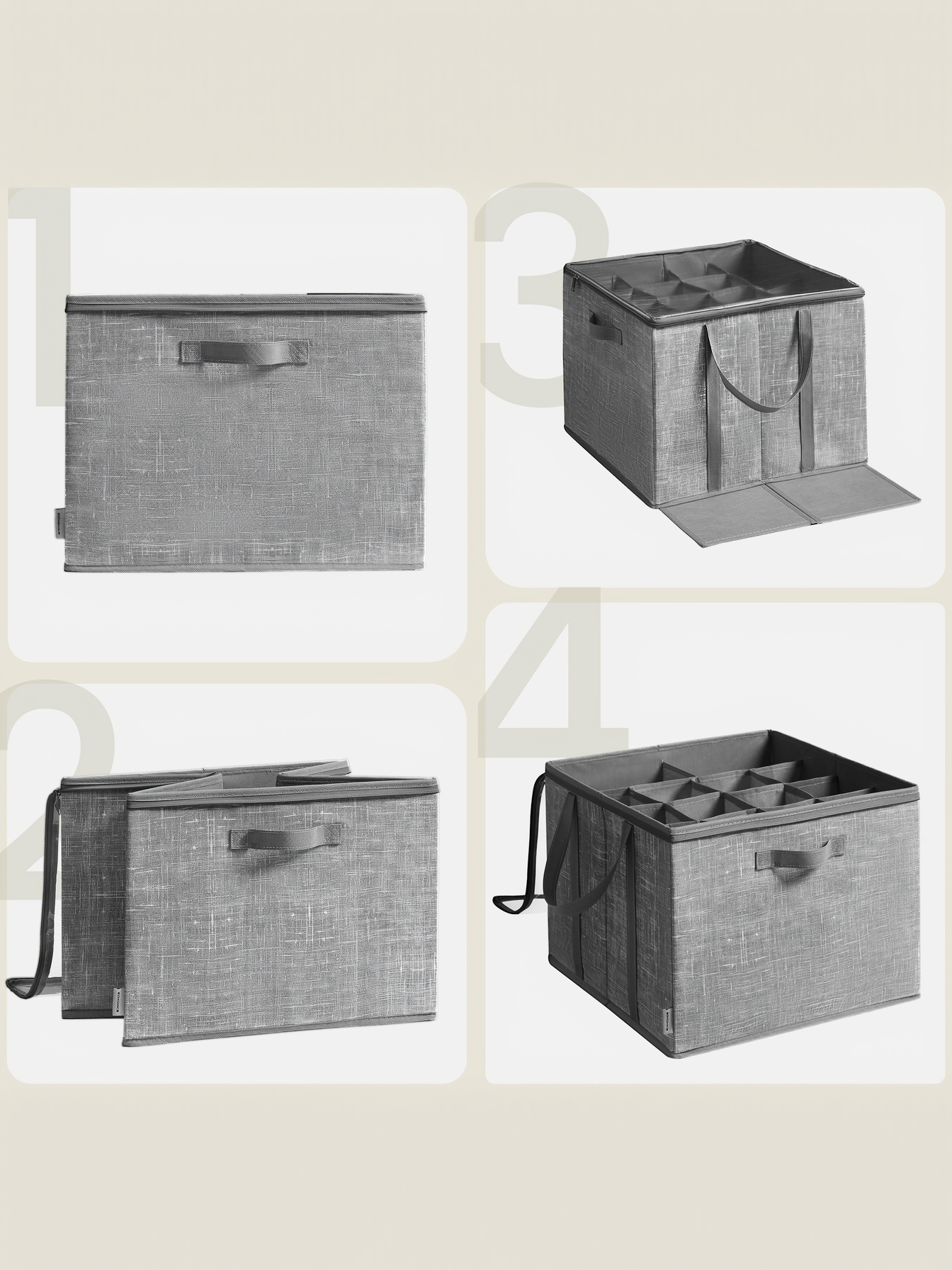 Set of 2 Shoe Storage Cubes with Transparent Lids, 16-Pair Each Fabric Organizer Box for Closet and Entryway, Cattail Gray