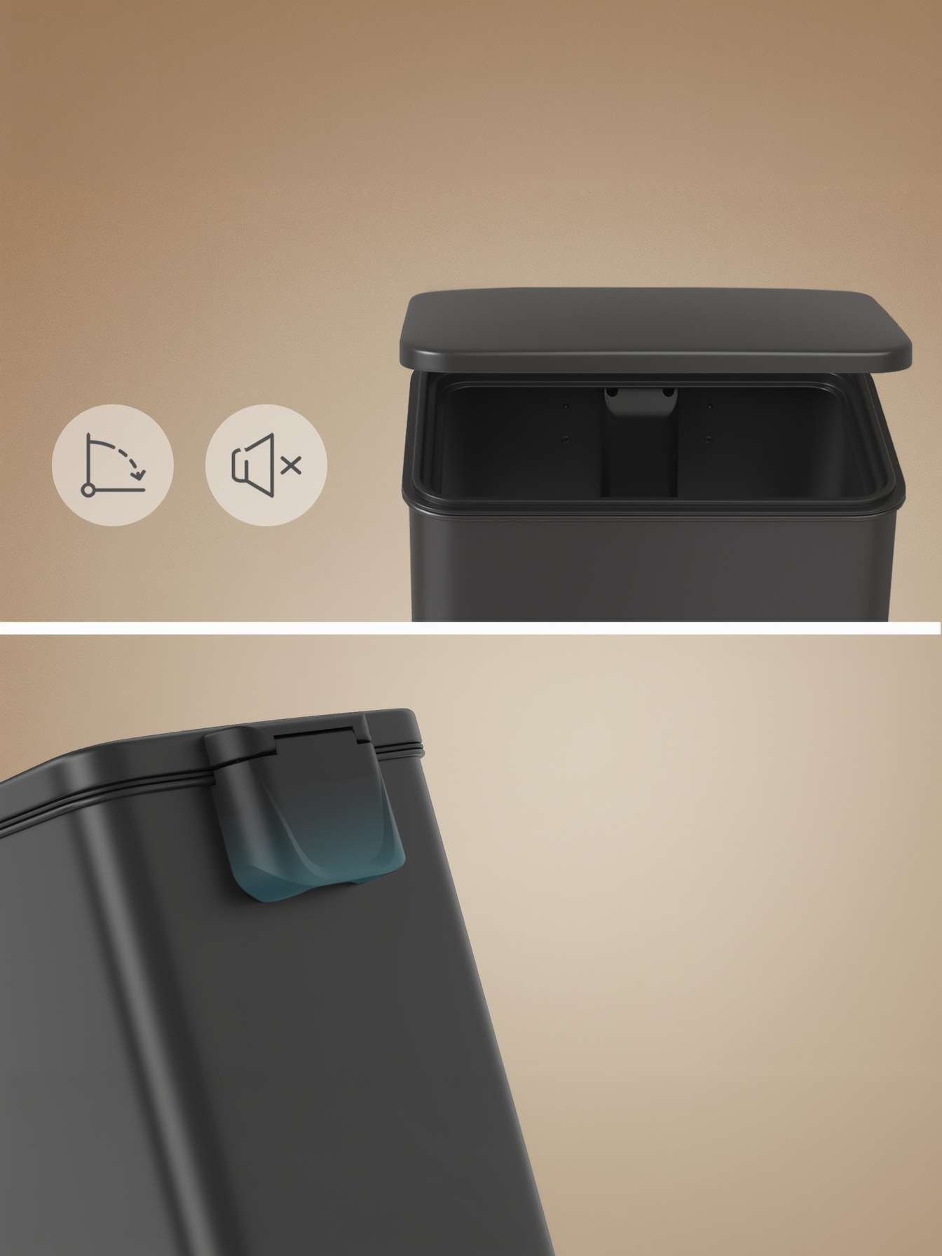 10.5 Gallon Step Trash Can with Soft Close Lid, Stainless Steel Garbage Bin with Stay-Open Feature and 15 Bags, Black