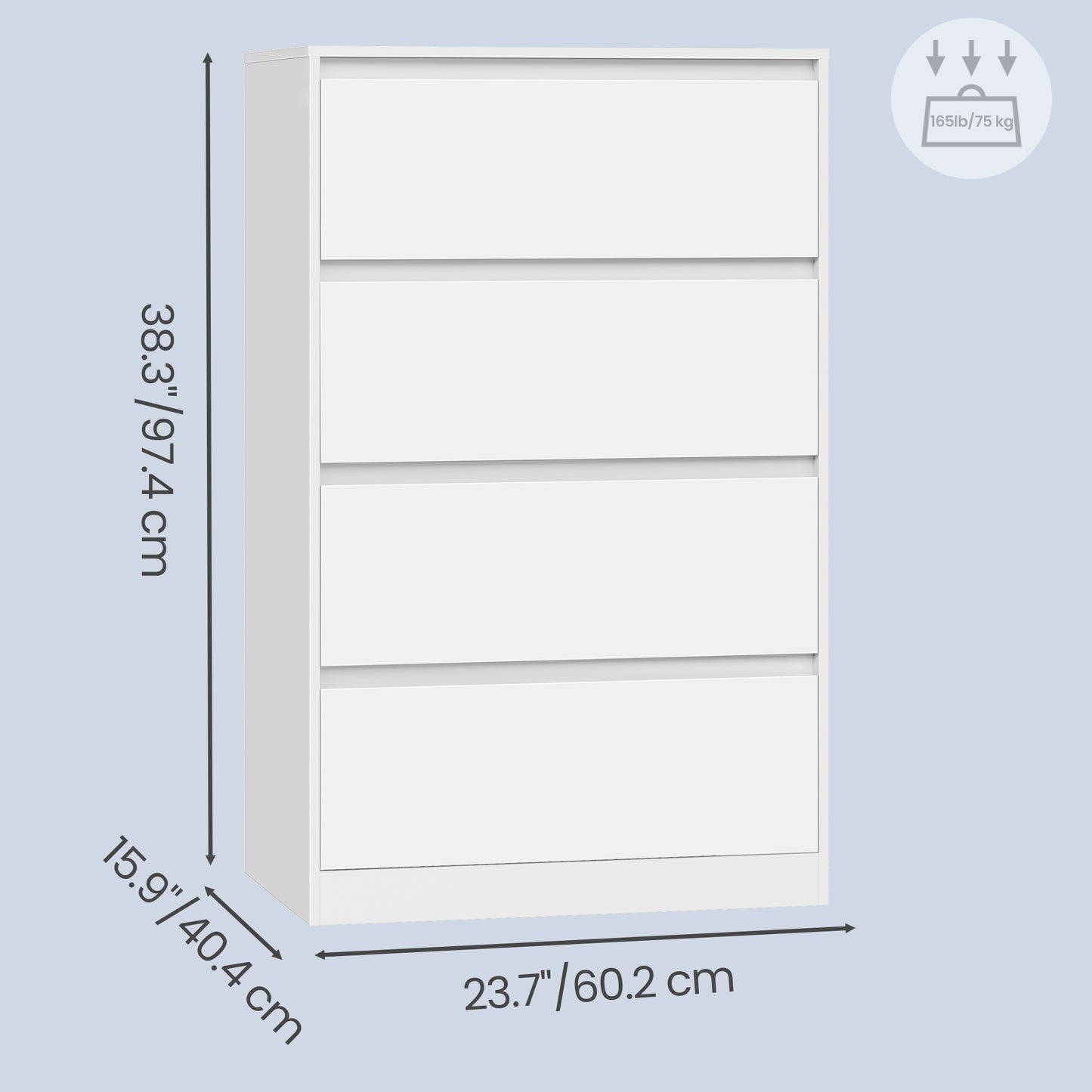 Modern 4-Drawer Dresser for Bedroom, Vertical Storage Tower Unit for Closet Living Room Entryway, Minimalist, White