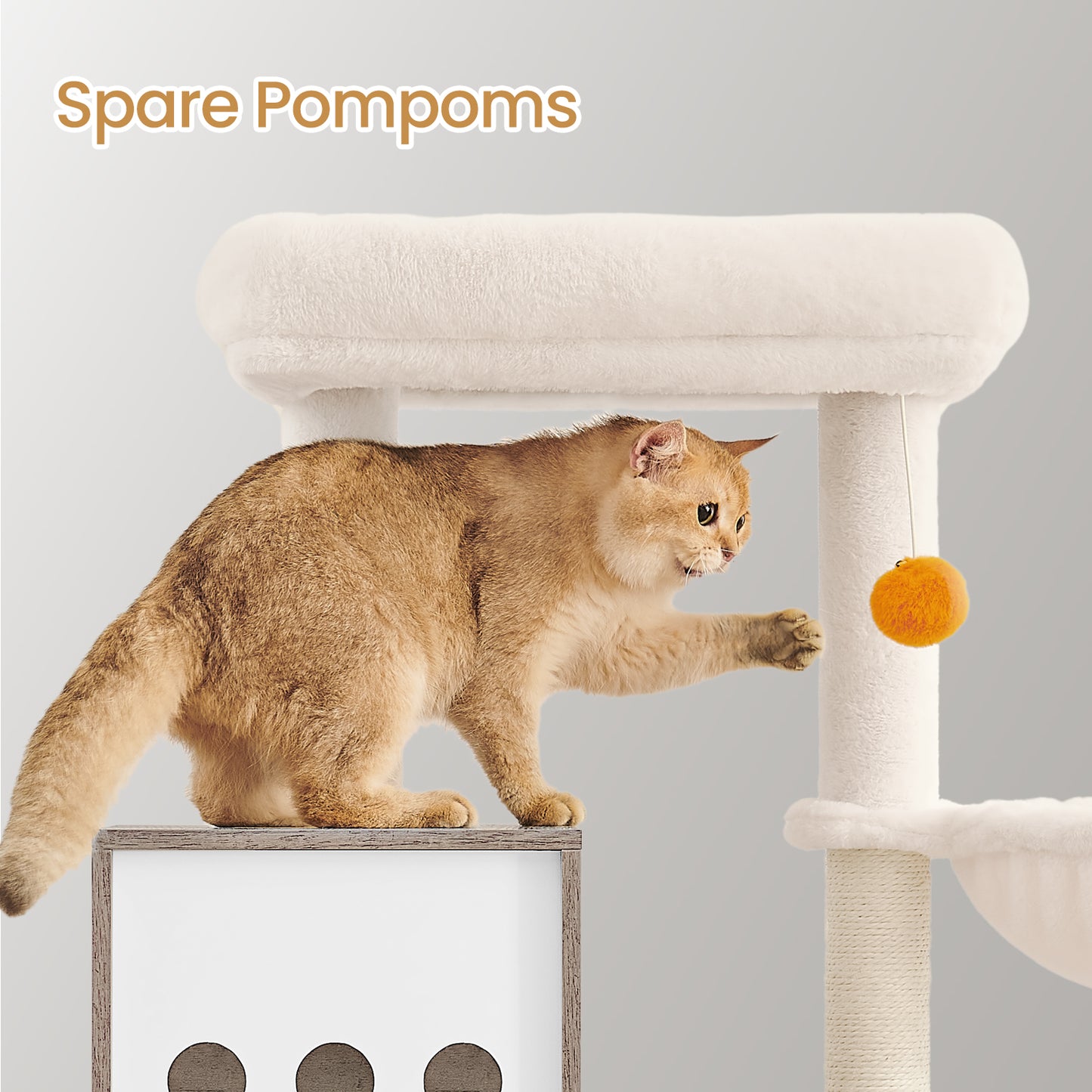 Modern Cat Tree with Litter Box - 70.8" 2-in-1 Cat Tower, Scratching Posts & Washable Cushions, Space-Saving Design, Heather Greige