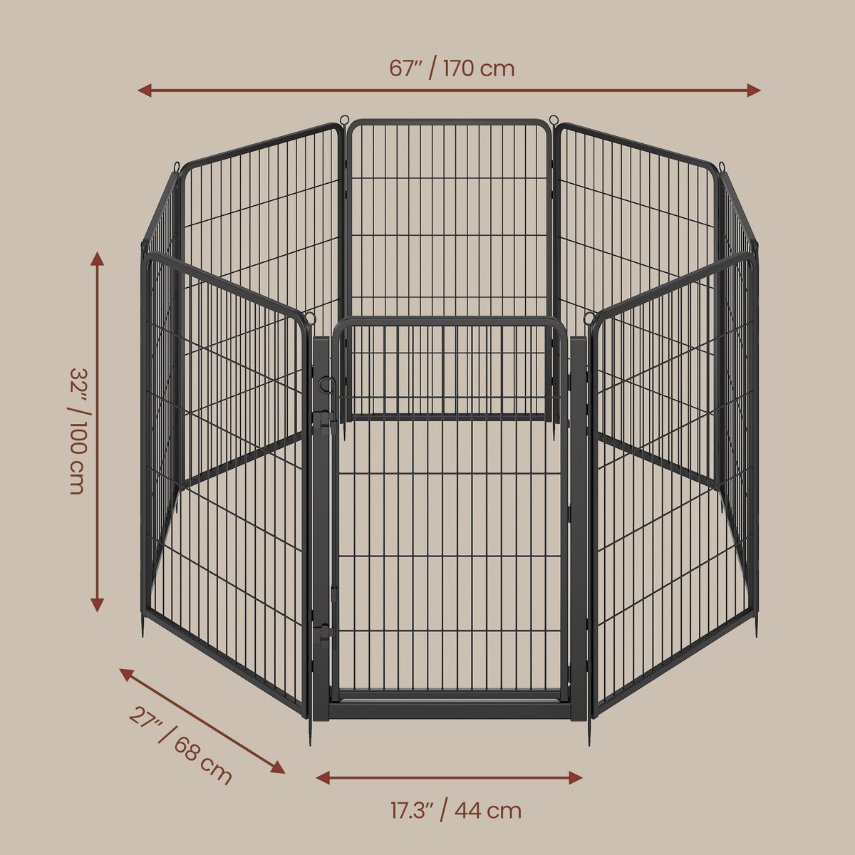 Heavy Duty Steel Dog Playpen with Door, 8-Panel Rust-Resistant Pet Fence, 54.3 x 54.3 x 39.4 in, Indoor Outdoor, Ink Black