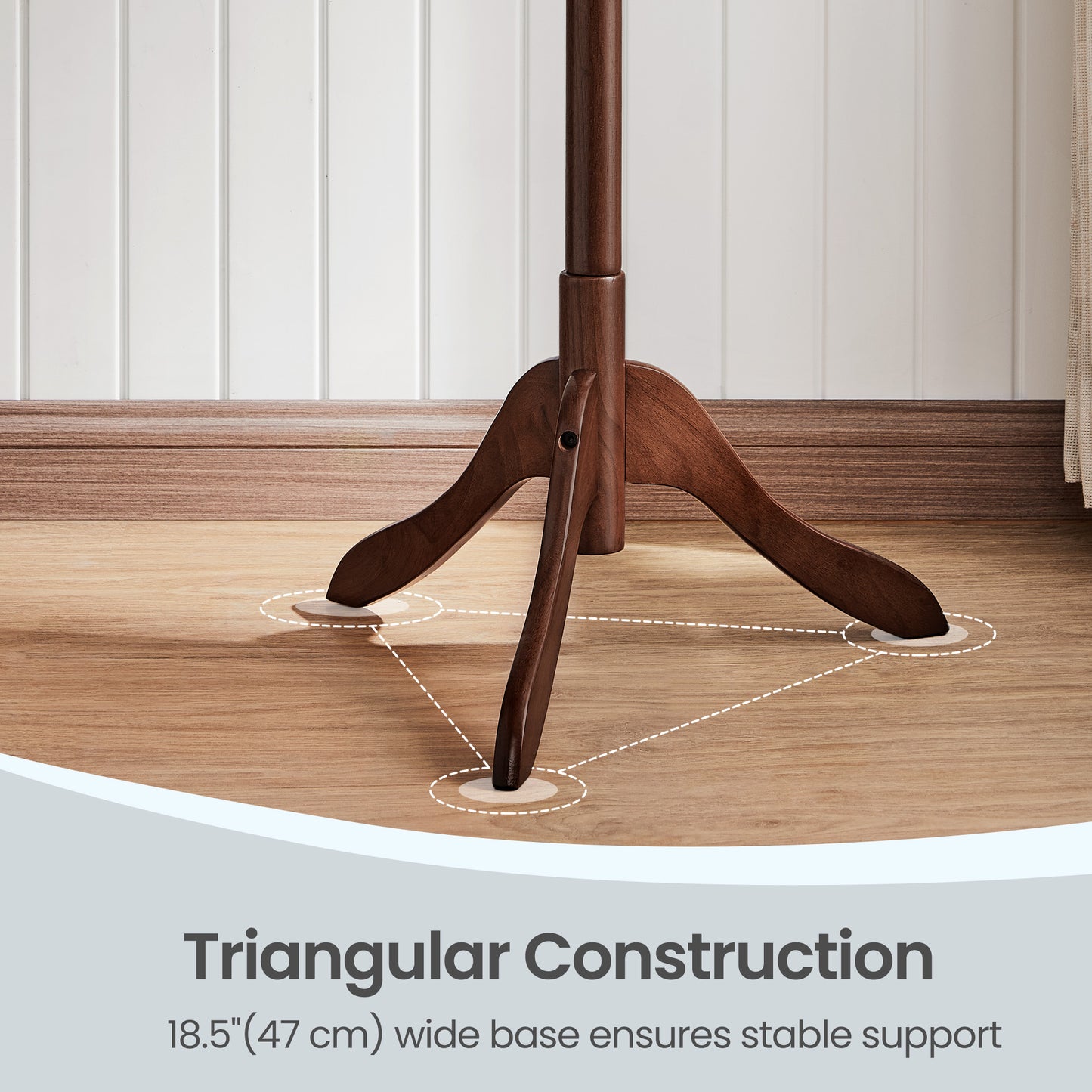 Solid Wood Tree-Shaped Coat Rack with 8 Hooks, 68.7 Inch Freestanding Stand with 3 Height Options, Caramel Brown