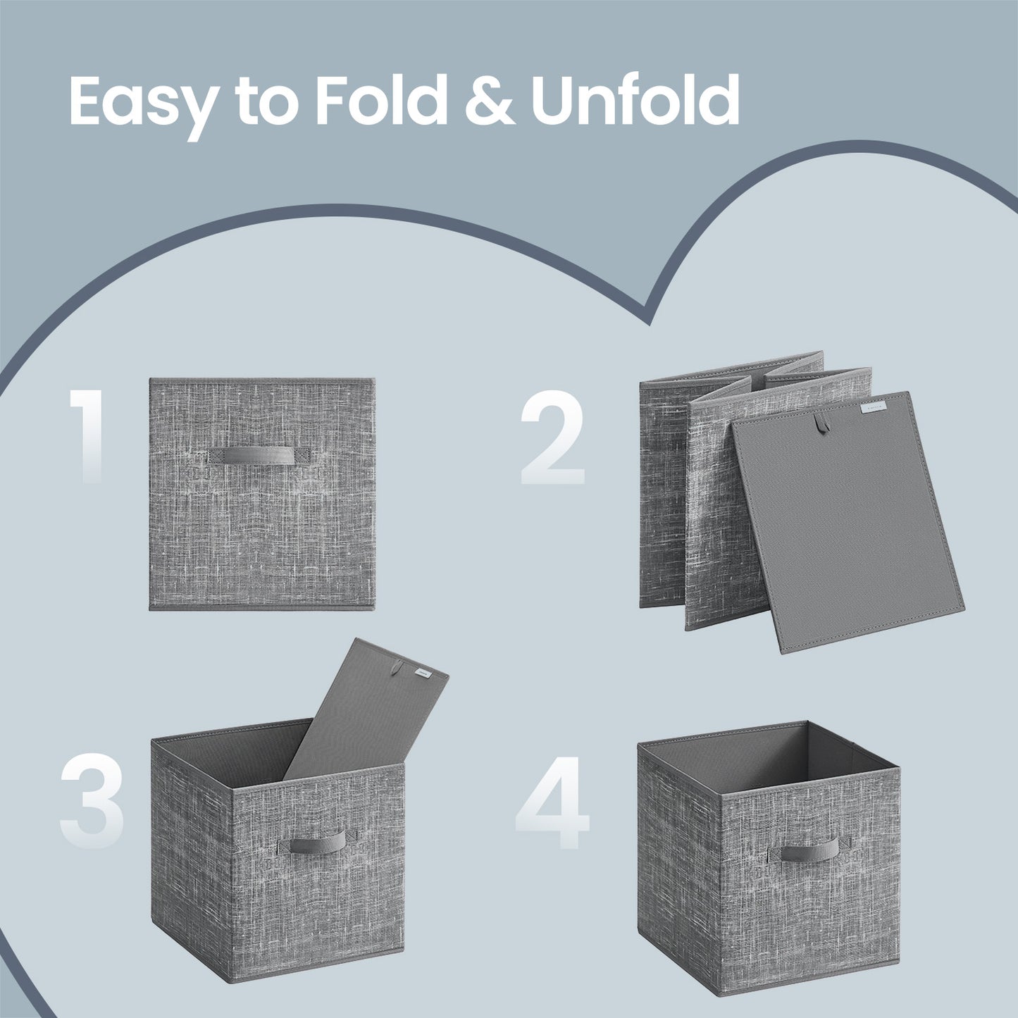 Storage Cube Organizer - 6-Pack Foldable Fabric Bins with Handles, 13" IKEA Compatible Shelving System, Cattail Gray