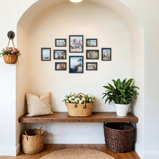 10-Pack Collage Picture Frames Set - Includes 8x10, 5x7 & 4x6 Sizes, Glass Front Wall Gallery Decor, Ink Black