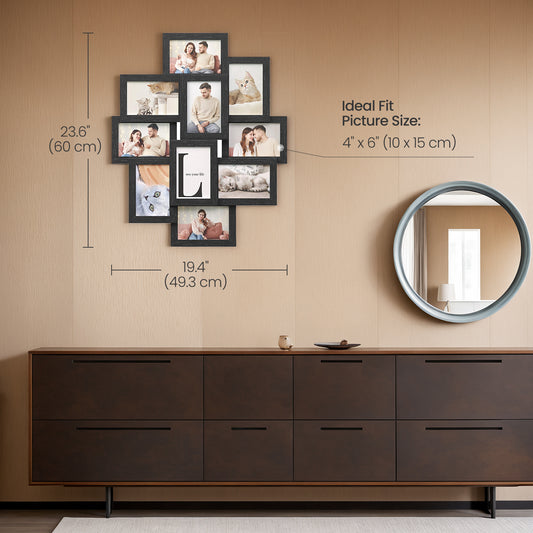 10-Piece 4x6 Collage Picture Frame Set for Wall, Gallery Photo Display with Glass Front, Easy Assembly Home Decor, Black