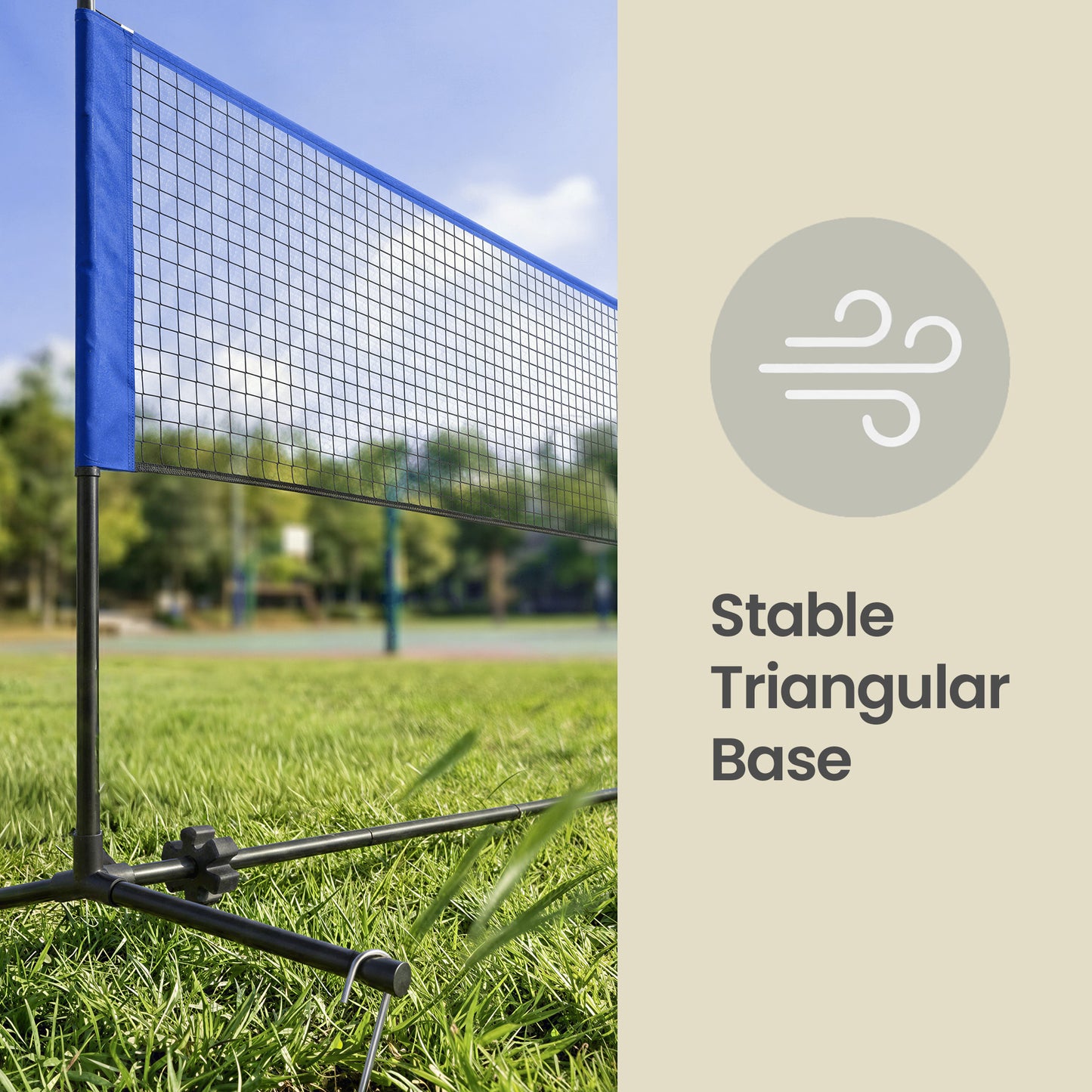 Adjustable Height Badminton Net, Volleyball and Pickleball Net for Kids and Junior Tennis, 13 ft Wide Foldable Nylon Net with Poles, Blue
