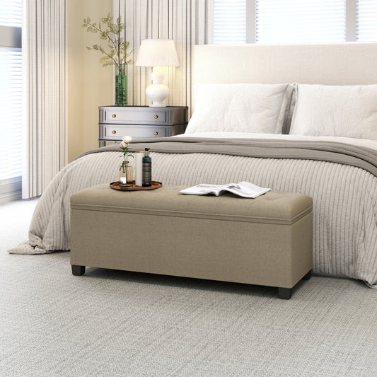 Premium Storage Ottoman Bench with Removable Cover, 43" Extra Wide, 660lb Capacity, 5-in-1 Multi-Functional, Camel Brown