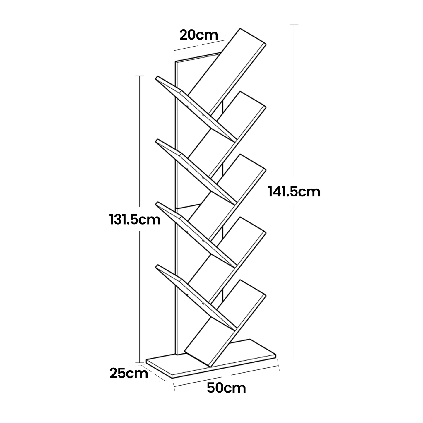 9-Tier Tree Bookshelf, Corner Bookcase with Anti-Tip Kit, Space-Saving Design, Holds 22lb/Layer, for Books, CDs, Toys, Rustic Brown