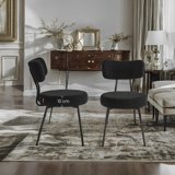 LEDREM 2-Pack Boucle Dining Chairs - Modern Curved Backrest, 265lb Capacity, Adjustable Feet, Quick Assembly, Ink Black